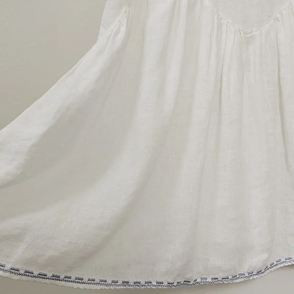 Jonny Was Pete & Greta White 100% Linen Chunky Tassel Boho Drop Waist Dress XS - Picture 15 of 16